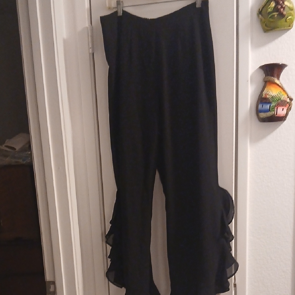 Studio I Black Wide Leg Pants Size 12 1/4 Zip